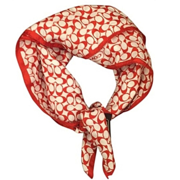 Coach Accessories - Coach Orange/White Signature Logo Scarf Wrap